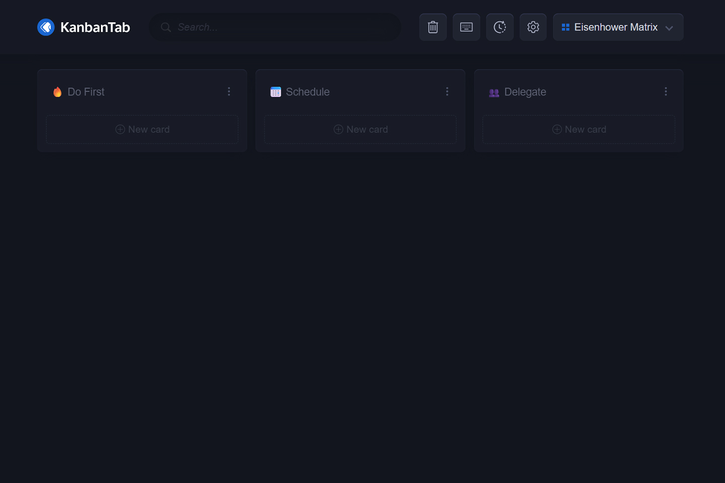 Eisenhower Matrix Kanban Board Preview
